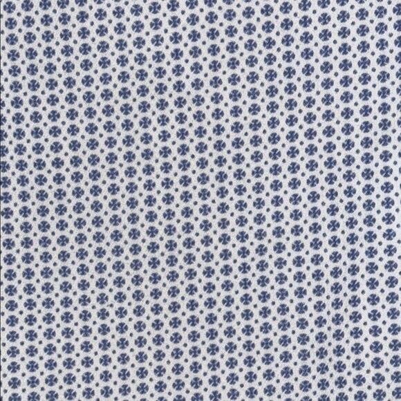 LOFT White Skinny Ankle Pants with Blue Pattern - Picture 4 of 9